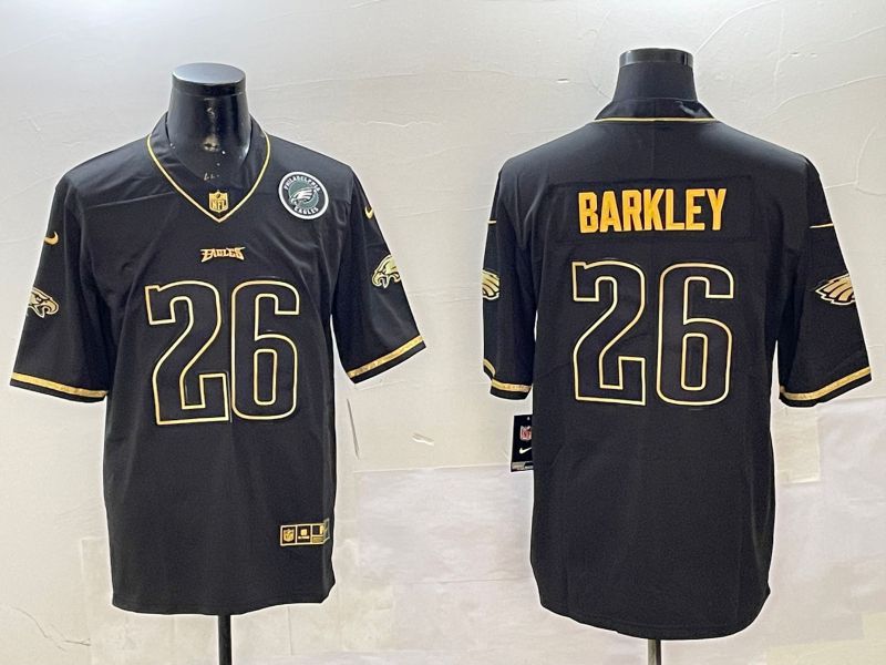 Men Philadelphia Eagles #26 Barkley Black gold Throwback 2025 Nike Vapor Limited NFL Jersey style 3->philadelphia eagles->NFL Jersey
